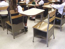 empty classroom table