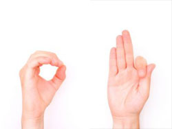 deaf alphabet o + f