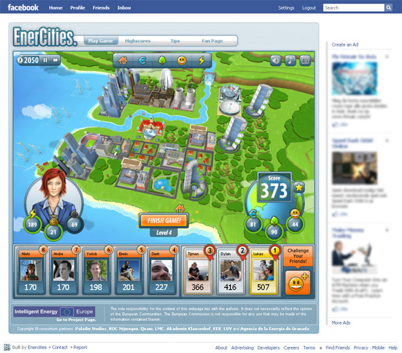 EnerCities game facebook preview