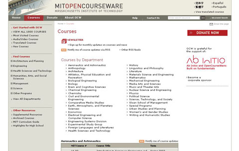 MIT 1800 OpenCourceWare classes