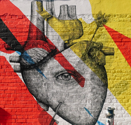 art graffiti heart eye wall painting London